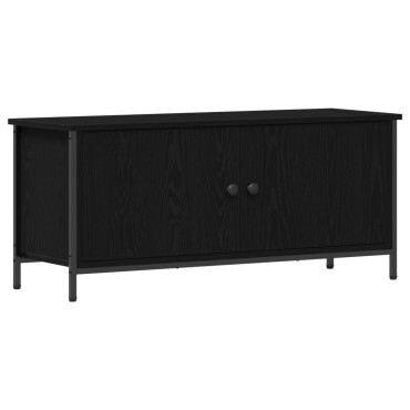 vidaXL TV Stand Μαύρης Δρυός Μαύρη δρυός Μοριοσανίδα, Μέταλλο 102x35x45cm
