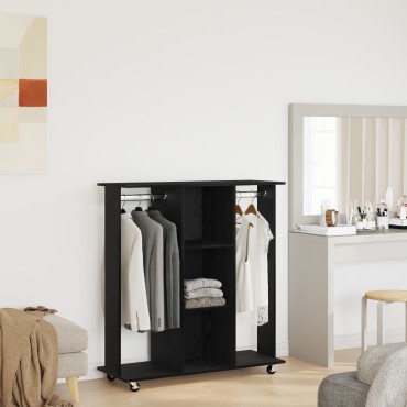 vidaXL Ντουλάπα με Ρόδες Μαύρη Δρυς 102x38x110cm Επεξεργασμένο Ξύλο