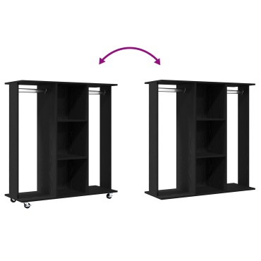 vidaXL Ντουλάπα με Ρόδες Μαύρη Δρυς 102x38x110cm Επεξεργασμένο Ξύλο