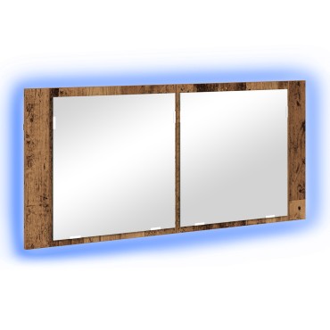 vidaXL Καθρέφτης LED Ντουλάπι Παλιό Ξύλο 100x12x45cm 1 τεμ.