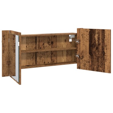 vidaXL Καθρέφτης LED Ντουλάπι Παλιό Ξύλο 100x12x45cm 1 τεμ.