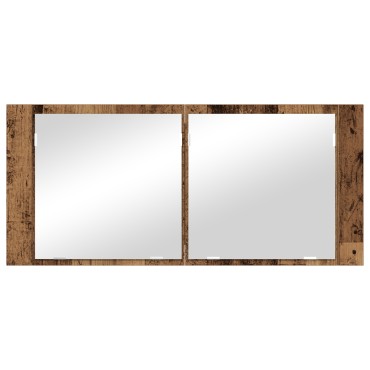 vidaXL Καθρέφτης LED Ντουλάπι Παλιό Ξύλο 100x12x45cm 1 τεμ.
