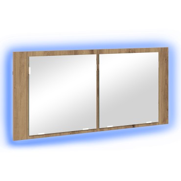 vidaXL Ντουλάπα καθρέφτη LED Δρυός Artisan 100x12x45cm Από επεξεργασμένο ξύλο 1 τεμ.