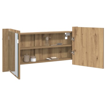 vidaXL Ντουλάπα καθρέφτη LED Δρυός Artisan 100x12x45cm Από επεξεργασμένο ξύλο 1 τεμ.