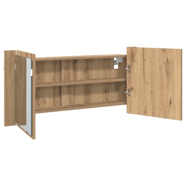 vidaXL Ντουλάπα καθρέφτη LED Δρυός Artisan 100x12x45cm Από επεξεργασμένο ξύλο 1 τεμ.
