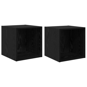 vidaXL Ντουλάπια Τοίχου 2 τεμ. Μαύρη Βελανιδιά 37x37x37cm Επεξεργασμένο Ξύλο