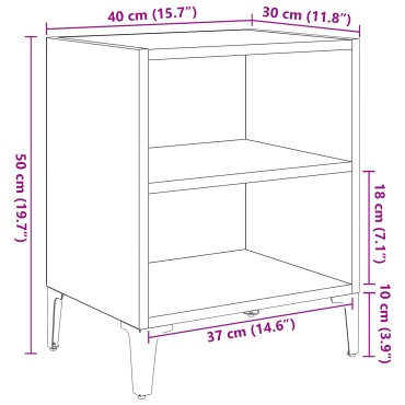 vidaXL κομοδίνο Παλαιό Ξύλο 40x30x50cm Μηχανικά Ξύλα 1 τεμ.