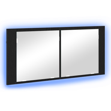 vidaXL ντουλάπα καθρέφτη μαύρης βελανιδιάς 100x12x45cm