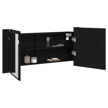 vidaXL ντουλάπα καθρέφτη μαύρης βελανιδιάς 100x12x45cm