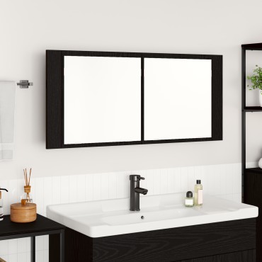 vidaXL ντουλάπα καθρέφτη μαύρης βελανιδιάς 100x12x45cm