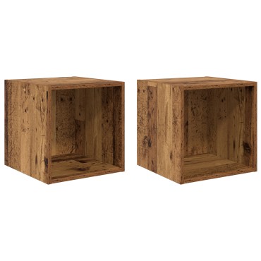 vidaXL Ράφια τοίχου 2 τεμ. Παλιό ξύλο 37x37x37cm Επεξεργασμένο Ξύλο