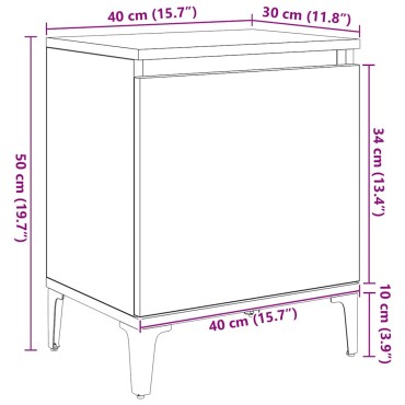 vidaXL Κομοδίνο Μαύρη Οξυά 40x30x50cm Επεξεργασμένο ξύλο 1 τεμ.