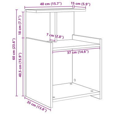 vidaXL Κομοδίνο Artisan Oak 40x35x60cm Επεξεργασμένο Ξύλο 1 τεμ.