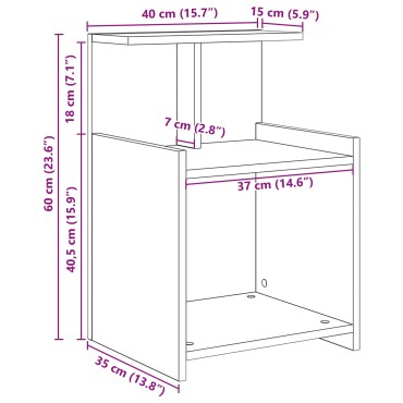 vidaXL Κομοδίνο Μαύρη Οξυά 40x35x60cm Επεξεργασμένο Ξύλο 1 τεμ.