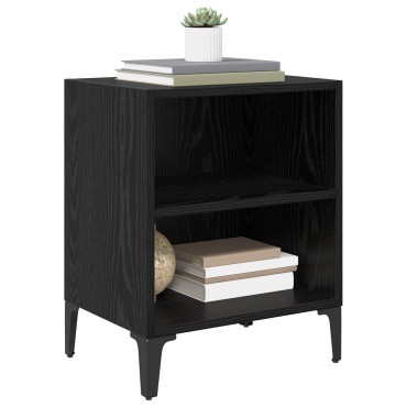 vidaXL κομοδίνο Μαύρος Δρυς 40x30x50cm Μηχανικά επεξεργασμένο ξύλο 1 τεμ.
