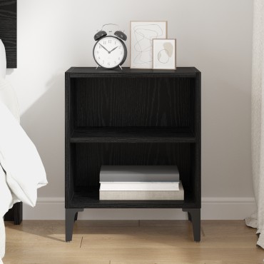 vidaXL κομοδίνο Μαύρος Δρυς 40x30x50cm Μηχανικά επεξεργασμένο ξύλο 1 τεμ.