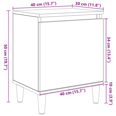 vidaXL Artisan Oak Κομοδίνο Οξιά artisan MDF 40x30x50cm Κομοδίνο 1 τεμ.