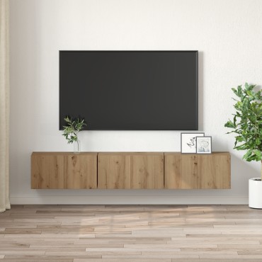 vidaXL Σετ Τραπέζι Τηλεόρασης Οξιά Τέχνης MDF, Βενιέρα Μεσαίο