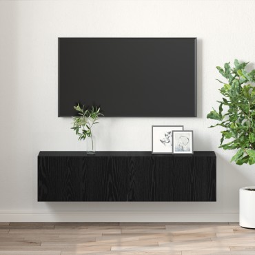 vidaXL Σετ Ντουλαπιών Τηλεόρασης Μαύρη Δρυς Επεξεργασμένο ξύλο Μικρό