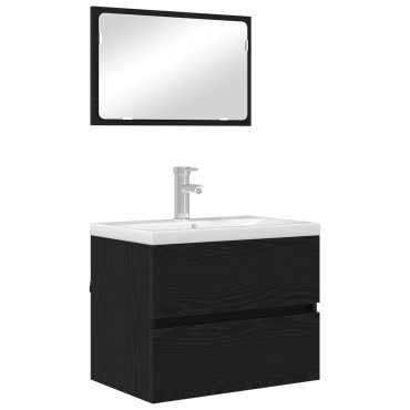 vidaXL Σετ Επίπλων Μπάνιου 2 τεμ. Μαύρη Οξυά 57x37x45cm
