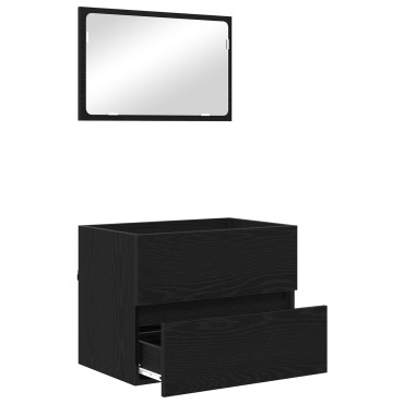 vidaXL Σετ Επίπλων Μπάνιου 2 τεμ. Μαύρη Οξυά 57x37x45cm
