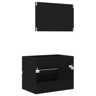 vidaXL Σετ Επίπλων Μπάνιου 2 τεμ. Μαύρη Οξυά 57x37x45cm