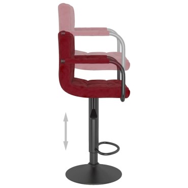 vidaXL Σκαμπό Μπαρ Μπορντό Βελούδινο 48x47x(90-111)cm 1 τεμ.