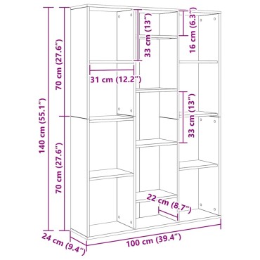 vidaXL Διαχωριστικό/Βιβλιοθήκη Λευκό 100x24x140cm από Επεξ. Ξύλο 1 τεμ.