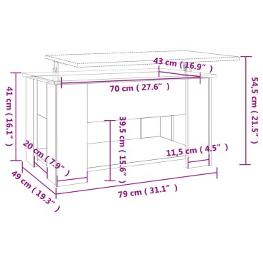 vidaXL Τραπεζάκι Σαλονιού Λευκό 79x49x41cm Επεξεργασμένο Ξύλο 1 τεμ.