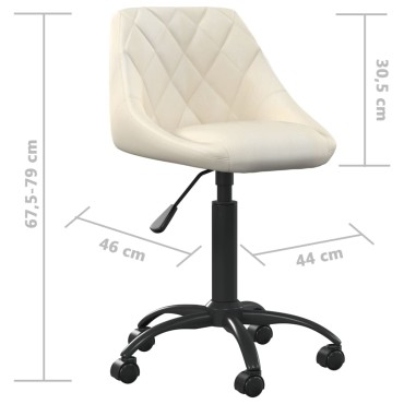 vidaXL Καρέκλα Γραφείου Κρεμ Βελούδινη 44x46x(67,5-79)cm 1 τεμ.