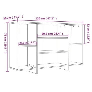 vidaXL Ντουλάπι Καπνιστή Λευκό 120x30x75cm από Επεξεργασμένο Ξύλο 1 τεμ.