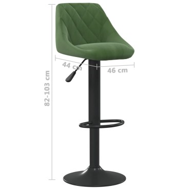 vidaXL Σκαμπό Μπαρ Σκούρο Πράσινο Βελούδινο 46x44x(82-103)cm 1 τεμ.