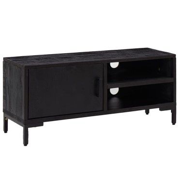 vidaXL Έπιπλο Τηλεόρασης Μαύρο 90x30x40cm από Μασίφ Ξύλο Πεύκου