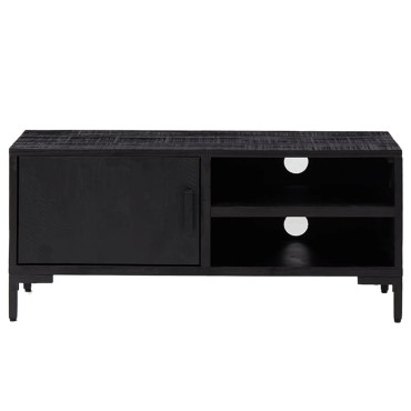 vidaXL Έπιπλο Τηλεόρασης Μαύρο 90x30x40cm από Μασίφ Ξύλο Πεύκου