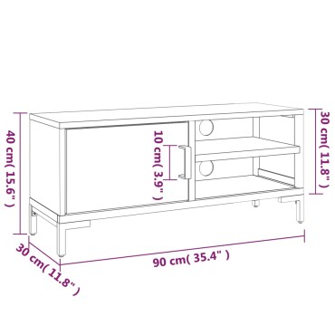 vidaXL Έπιπλο Τηλεόρασης Μαύρο 90x30x40cm από Μασίφ Ξύλο Πεύκου