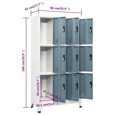 vidaXL Φοριαμός Ανοιχτό / Σκούρο Γκρι 90x45x180cm Ατσάλινος 1 τεμ.
