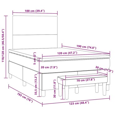 vidaXL Κρεβάτι Boxspring με Στρώμα Ροζ 120x190 εκ. Βελούδινο
