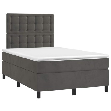 vidaXL Κρεβάτι Boxspring με Στρώμα Σκούρο Γκρι 120x190 εκ. Βελούδινο