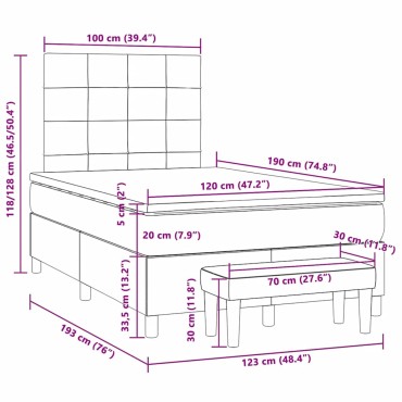 vidaXL Κρεβάτι Boxspring με Στρώμα Ροζ 120x190 εκ. Βελούδινο