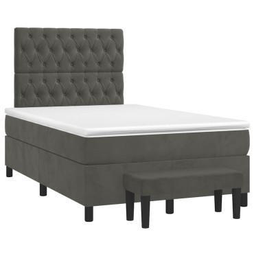 vidaXL Κρεβάτι Boxspring με Στρώμα Σκούρο Γκρι 120x190 εκ. Βελούδινο