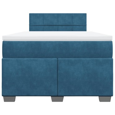 vidaXL Κρεβάτι Boxspring με Στρώμα Σκούρο Μπλε 120x200 εκ. Βελούδινο