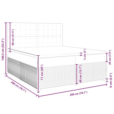 vidaXL Κρεβάτι Boxspring με Στρώμα Ανοιχτό Γκρι 200x200 εκ. Βελούδινο