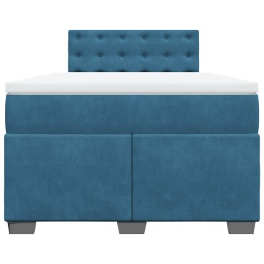 vidaXL Κρεβάτι Boxspring με Στρώμα Μπλε 120x200 εκ. Βελούδινο