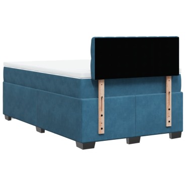 vidaXL Κρεβάτι Boxspring με Στρώμα Σκούρο Μπλε 120x200 εκ. Βελούδινο