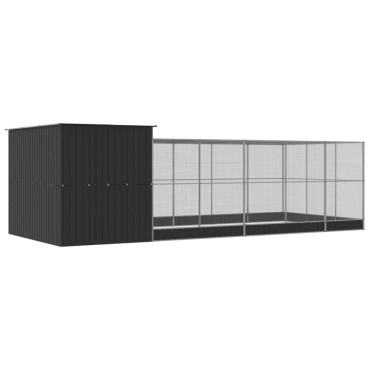 vidaXL Κλουβί με Επέκταση Ασημένιο 704x303x216 εκ. Ατσάλινο
