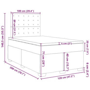 vidaXL Κρεβάτι Boxspring με Στρώμα Μπλε 120x200 εκ. Βελούδινο