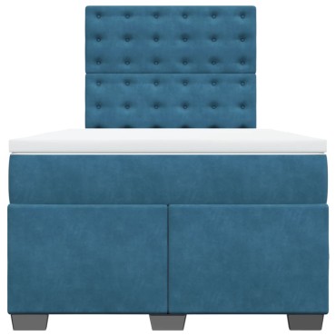 vidaXL Κρεβάτι Boxspring με Στρώμα Μπλε 120x200 εκ. Βελούδινο