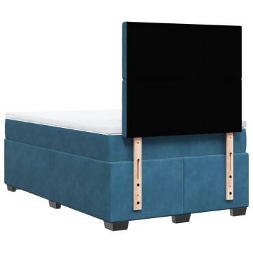 vidaXL Κρεβάτι Boxspring με Στρώμα Μπλε 120x200 εκ. Βελούδινο