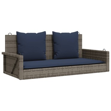 vidaXL Παγκάκι Κούνιας με Μαξιλάρια Γκρι 119x56x48cm από Συνθετικό Ρατάν 1 τεμ.