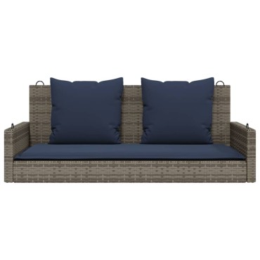 vidaXL Παγκάκι Κούνιας με Μαξιλάρια Γκρι 119x56x48cm από Συνθετικό Ρατάν 1 τεμ.
